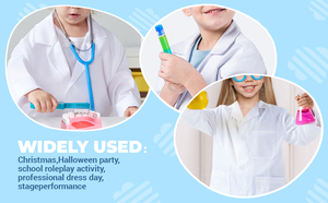 Putih uniseks cocok untuk anak-anak, seragam medis alami scrub anak-anak Lab Coat-kain lembut - Product Image 6