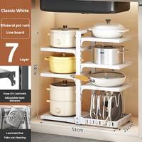 Organisateurs de support de pot Support organisateur robuste réglable à 7 niveaux pour armoire Modes d'utilisation multiples pour comptoir et armoire de cuisine