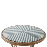 Table de salle à manger ronde en aluminium de rotin de jardin de meubles de café en osier de patio extérieur moderne