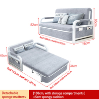 Sofá Cama Plegable Multifuncional Moderno, Muebles para el Hogar, Sofá Cama de Tela y Esponja para Sala de Estar