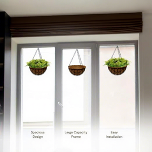 Pot de fleurs suspendu avec doublure en fibre de coco, panier en métal rustique pour l'affichage de plantes d'intérieur et d'extérieur - Product Image 2