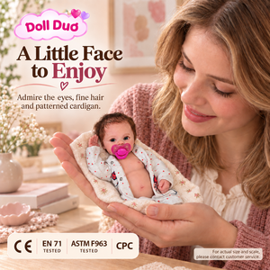 Muñeca Bebé Reborn de Silicona Personalizada de 6 Pulgadas con Ojos Abiertos, Cárdigan con Puntos Rojos, Chupete, Pintada a Mano, Regalo de Acción de Gracias para Niños - Product Image 3