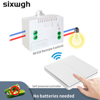 SIXWGH auto-alimenté 1/2gang télécommande sans fil panneau de commutateur mural étanche 10A interrupteur de lumière bouton poussoir pas de batterie