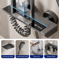 Ensemble de douche à affichage numérique avec contrôle thermostatique, jet rectangulaire en ABS et silicone, et tuyau anti-éclatement