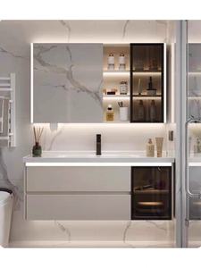 Mueble de <span class=keywords><strong>Baño</strong></span> Moderno de Cerámica de una Pieza de 75/85/95/105/115 cm con Espejo LED, Diseño de Madera Impermeable, Combinación de Lavabo - Product Image 5