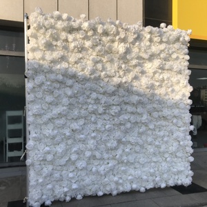 <span class=keywords><strong>Mur</strong></span> <span class=keywords><strong>de</strong></span> fleurs artificielles en gros BF-FW10, 2,4 m x 2,4 m, panneau mural enroulable blanc, toile <span class=keywords><strong>de</strong></span> fond murale en roses <span class=keywords><strong>de</strong></span> soie, <span class=keywords><strong>décoration</strong></span> <span class=keywords><strong>de</strong></span> mariage - Product Image 1