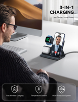 Station de charge sans fil pliable 3 en 1 Lamicall CHWM01, support de voyage ultra fin en cuir PU de 17 mm pour téléphone, montre et écouteurs