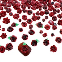 Kit d'accessoires de nail art de luxe rétro, embellissements de roses bourgeonnettes rouge bordeaux, fleurs en résine à dégradé lumineux, pré-conçues