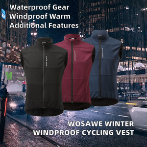 Gilet de cyclisme d'hiver pour homme WOSAWE, coupe-vent, imperméable, en polaire, pour VTT, vêtements de vélo, veste sans manches - Product Image 2