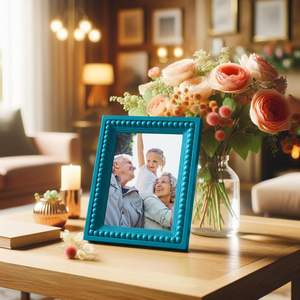 Cadre photo en bois durable de style européen avec perles colorées, cadeau d'anniversaire parfait pour les souvenirs chers - Product Image 4