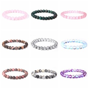 Bracelets extensibles unisexes en perles <span class=keywords><strong>de</strong></span> rocaille <span class=keywords><strong>de</strong></span> 8 mm en pierres naturelles semi-précieuses magnifiques, cristal <span class=keywords><strong>de</strong></span> guérison - Grande Vente - Product Image 2