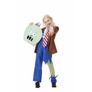 Disfraz de zombie para niños, disfraz de Plants Vs Zombies para Halloween, actuación en escenario, corbata a rayas azul y marrón incluida - Product Image 1