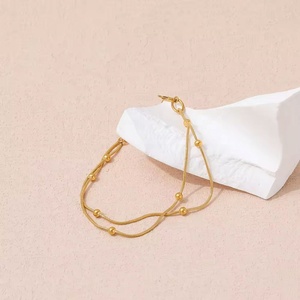 Joyería Personalizada, Pulsera de Doble Capa con Cuentas de Hueso de Serpiente, Chapada en Oro de 18K, Acero Inoxidable, para Mujer, Venta al Por Mayor - Product Image 3