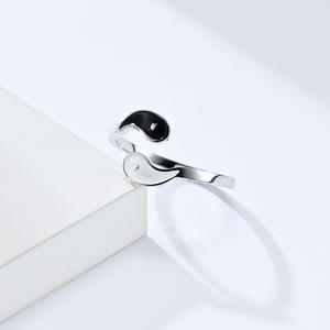 Yin Yang Symbol Titanium Steel <b>Ring</b> Unisex Black Double Tone Jewelry Gift - Product Image 3