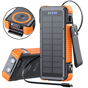 Cargador Solar Portátil <span class=keywords><strong>de</strong></span> 20000mAh con Cable Retráctil y Carga Inalámbrica para <span class=keywords><strong>Viajes</strong></span> al Aire Libre - Product Image 1