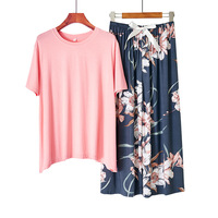 Pyjama imprimé Floral pour femmes, ensemble de 2 pièces, vêtements de nuit décontractés, amples, nouvelle collection printemps et été