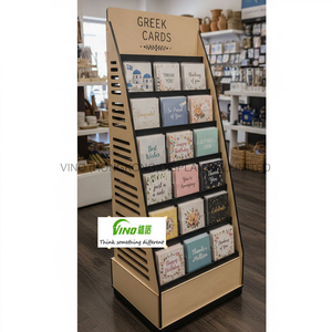 Expositor de Tarjetas de Felicitación de Madera Moderno VINO, Estante Vertical Independiente de 6 Niveles para Uso en Interiores - Product Image 3