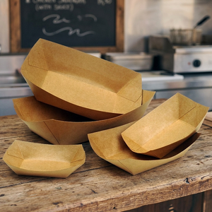 Carpeta de Papel Recubierto con Materiales Reciclados Desechables con Barnizado para Uso en Comida Rápida, Ensaladas, Bocadillos, Sushi, Forma Personalizable - Product Image 2