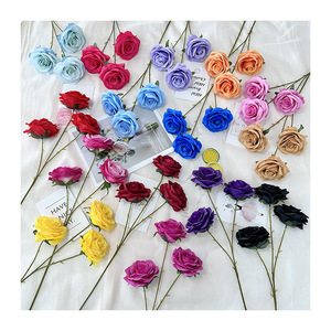 Flores artificiales Meiyu Craft, rosas de seda de 3 cabezas, realistas, para decoración de bodas y hogar. - Product Image 5