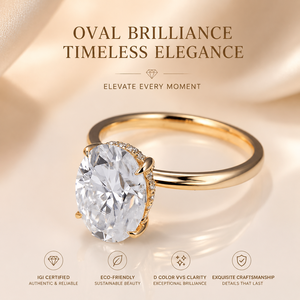 Anillo de Diamante Cultivado en Laboratorio, Corte Ovalado, 1ct 2ct 3ct 4ct 5ct 6ct 8ct 10ct D VS VVS, Oro 14K 18K, Joyería Personalizada Messi - Product Image 5