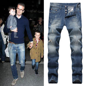 Nuovi Jeans Casual da Uomo Taglie Forti, <span class=keywords><strong>Pantaloni</strong></span> Giovanili Strappati <span class=keywords><strong>con</strong></span> Tasche Piatte Intrecciate e Decorazioni a Fori in Tessuto Canvas - Product Image 2