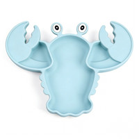 Assiette pour bébé en silicone de qualité alimentaire sans BPA, motif homard de dessin animé, prix d'usine, avec ventouse souple pour enfants