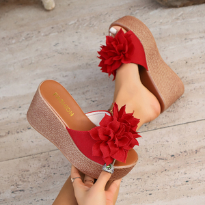 Nouvelles sandales compensées M03 à plateforme épaisse pour femme, collection été 2025, style mode fleuri, grandes tailles, pour le commerce international - Product Image 4