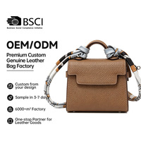 Sac à main de luxe personnalisé XIUQUAN en cuir véritable avec fermoir, petit sac léger avec foulard en soie et étiquette, pour femme