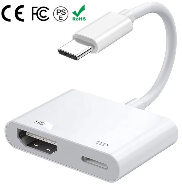 USB C to HDTV Adapter with 4K 60Hz HDR and 100W PD Charging Ture USB3.0 for Laptop and Phone