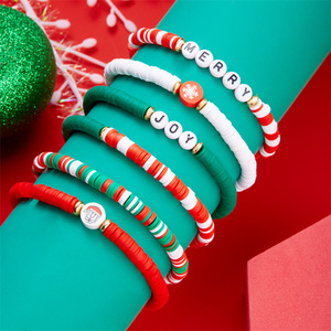 Perles en céramique douce contrastées avec motif de Noël européen et américain, cadeau de vacances, perles de Père Noël - Product Image 5
