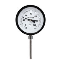 Termometer Bimetal AKS 75mm 0-120 ° C G1/2 Radial Mount Black Steel Case SS Stem EN13190 Cl.2.0 CE Industrial