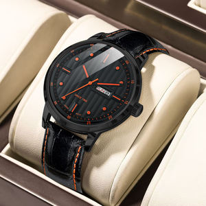 Montre à quartz de luxe pour homme en acier inoxydable, avec cadran à aiguilles en verre minéral, bracelet neuf de 20 mm - Product Image 3