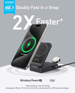Estación de Carga Anker 3 en 1 para <span class=keywords><strong>iPhone</strong></span> 16, Soporte de Carga Inalámbrico, <span class=keywords><strong>Cargador</strong></span> Plegable de 15W con Certificación Qi2 para <span class=keywords><strong>iPhone</strong></span> 15/14 - Product Image 2