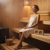 Termometer Digital Dual Gauge Kayu Cedar Merah Penjualan Langsung Pabrik, Tahan Suhu Tinggi, Dial untuk Sauna, Aksesoris Merah Biru