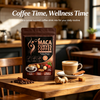 Mélange de café en poudre Private Label Curves Support avec Maca et Fenugrec, certifié GMP, pour l'énergie et la vitalité des femmes, OEM/ODM, MOQ flexible.