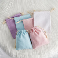 Kantong Kain Muslin Organik Ramah Lingkungan dengan Logo Custom, Cetak, Promosi, Kain Kanvas Putih, Tas Serut 15x20