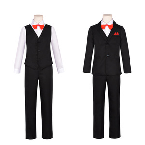 Boys Black Suit Set With <b>Red</b> <b>Bow</b> Tie Formal Wear For Wedding Party Pageant - Product Image 1