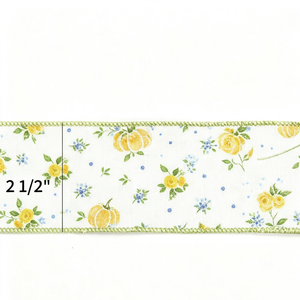 New Style 2 1/2" Polyester Wired <b>Ribbon</b> Floral Printed Shrink-Resistant 10 Yard Roll Spring <b>Ribbon</b> Roll - Product Image 3