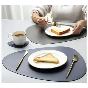 Elegant Minimalist PU Leather Dining Table Mat Placemat Pad With Heat Insulation For Home Office Decorative Pads