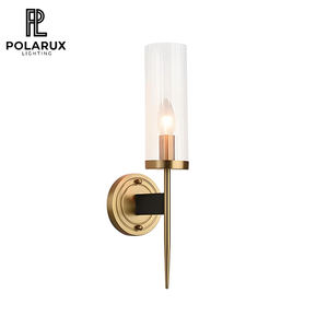 Aplique de pared, proyecto de Hotel, mesita de noche, sala de estar, Metal de latón y pantalla de vidrio estriado, luz de pared <span class=keywords><strong>Alouette</strong></span> decorativa moderna para interiores - Product Image 1