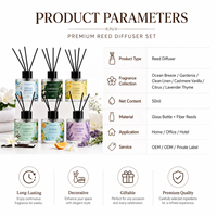 Diffuseur de parfum d'intérieur de luxe de haute qualité à bâtonnets en verre, aux huiles essentielles naturelles, pour une diffusion longue durée