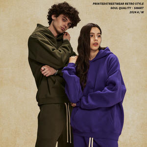 Pull en molleton pour hommes de Style américain de haute qualité automne/hiver pull à capuche épaissi surdimensionné 100% coton 350g couleur unie nouveau - Product Image 4