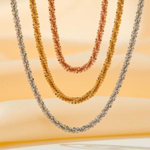 Collar de Cadena Brillante Chapado en Oro de 18K al por Mayor, Cadena Trenzada de Acero Inoxidable para Mujer - Product Image 4