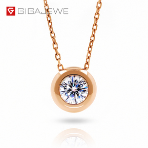 Collier pendentif en or Rose 18k, collier à coupe ronde, pokémanite, bijoux authentiques, collier alternatif en diamant - Product Image 1