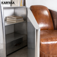 Fauteuil simple vintage en acier inoxydable fait à la main en cuir véritable Classique moderne pour salon/chambre à coucher Utilisation hôtelière