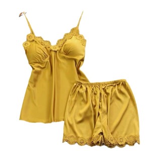 Conjunto de Pijama de Dos Piezas de Seda Artificial, Sexy y Cómodo, con Encaje, para <span class=keywords><strong>el</strong></span> Hogar - Product Image 5