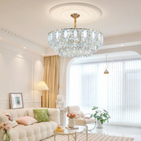 Lustre de plafond en cristal avec cadre doré, panneau rond, lampe suspendue en forme de tambour, pour hall d'hôtel, restaurant, villa, foyer, fournisseur de projets