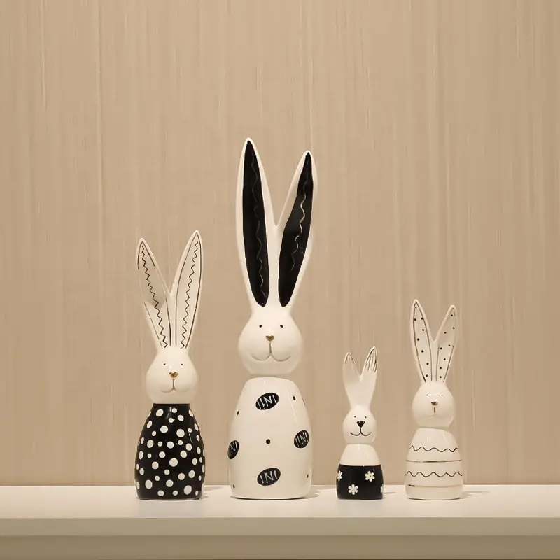 Flolenco dekorasi rumah mewah ornamen Kelinci Paskah patung kelinci keramik lucu dekorasi rumah patung kelinci