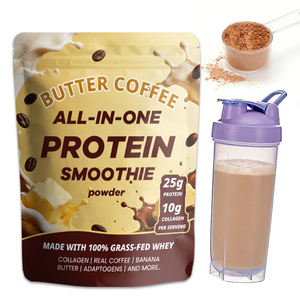 Proteína de Suero en Polvo, Café con Mantequilla, 25 g de Proteína, 10 g de Colágeno con Reishi Orgánico y Cordyceps, Polvo para Batidos de Proteína con Vaso Mezclador - Product Image 1