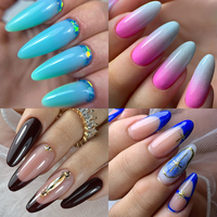 Salon de manucure 32/320pcs gouttelettes d'eau forme faux ongle pointe transparente demi-couverture pleine mate longue ronde ongles conseils